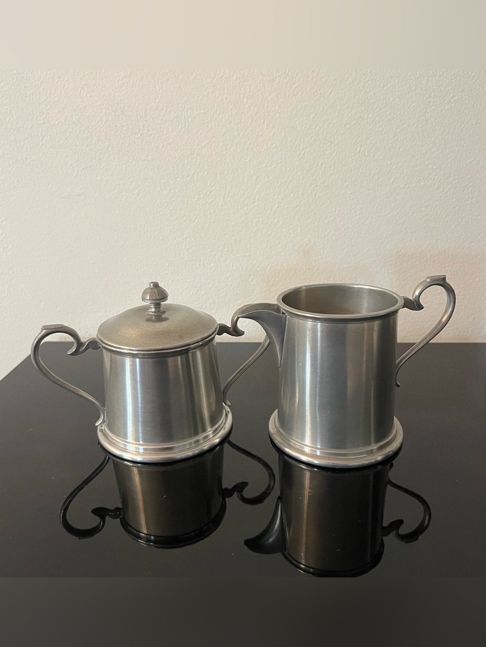 Vintage Raimond Pewter Sugar and Creamer Set Handmade in Sheffield England